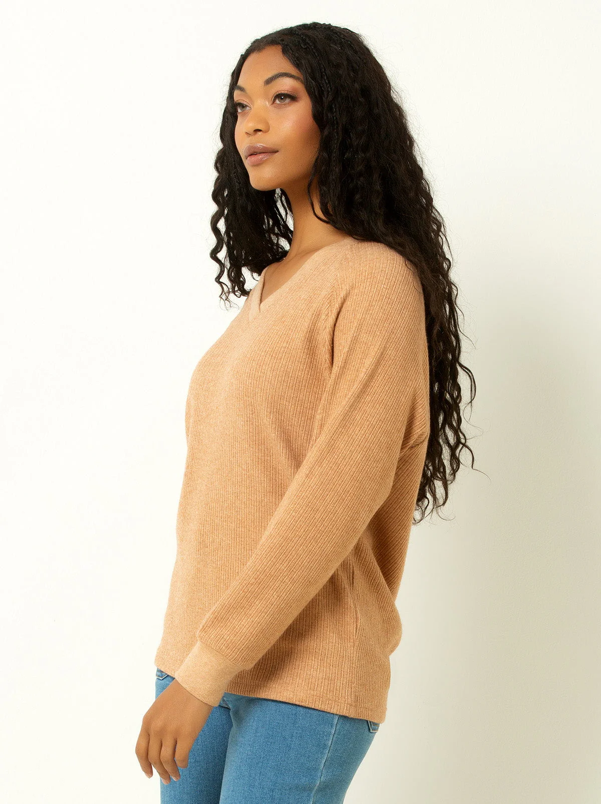 Single Stitch Classic Ribbed V-Neck Sweater - Image 14