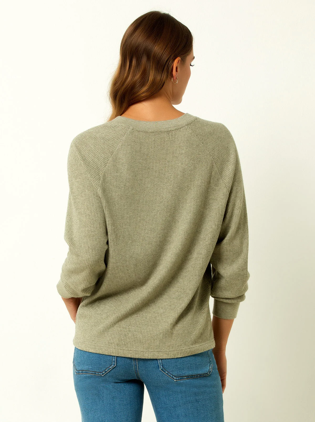 Single Stitch Classic Ribbed V-Neck Sweater - Image 3