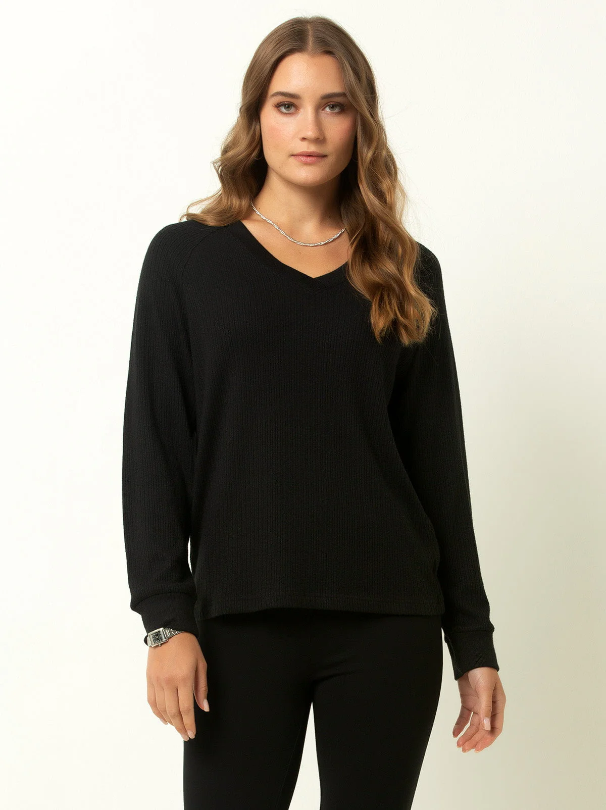 Single Stitch Classic Ribbed V-Neck Sweater - Image 6