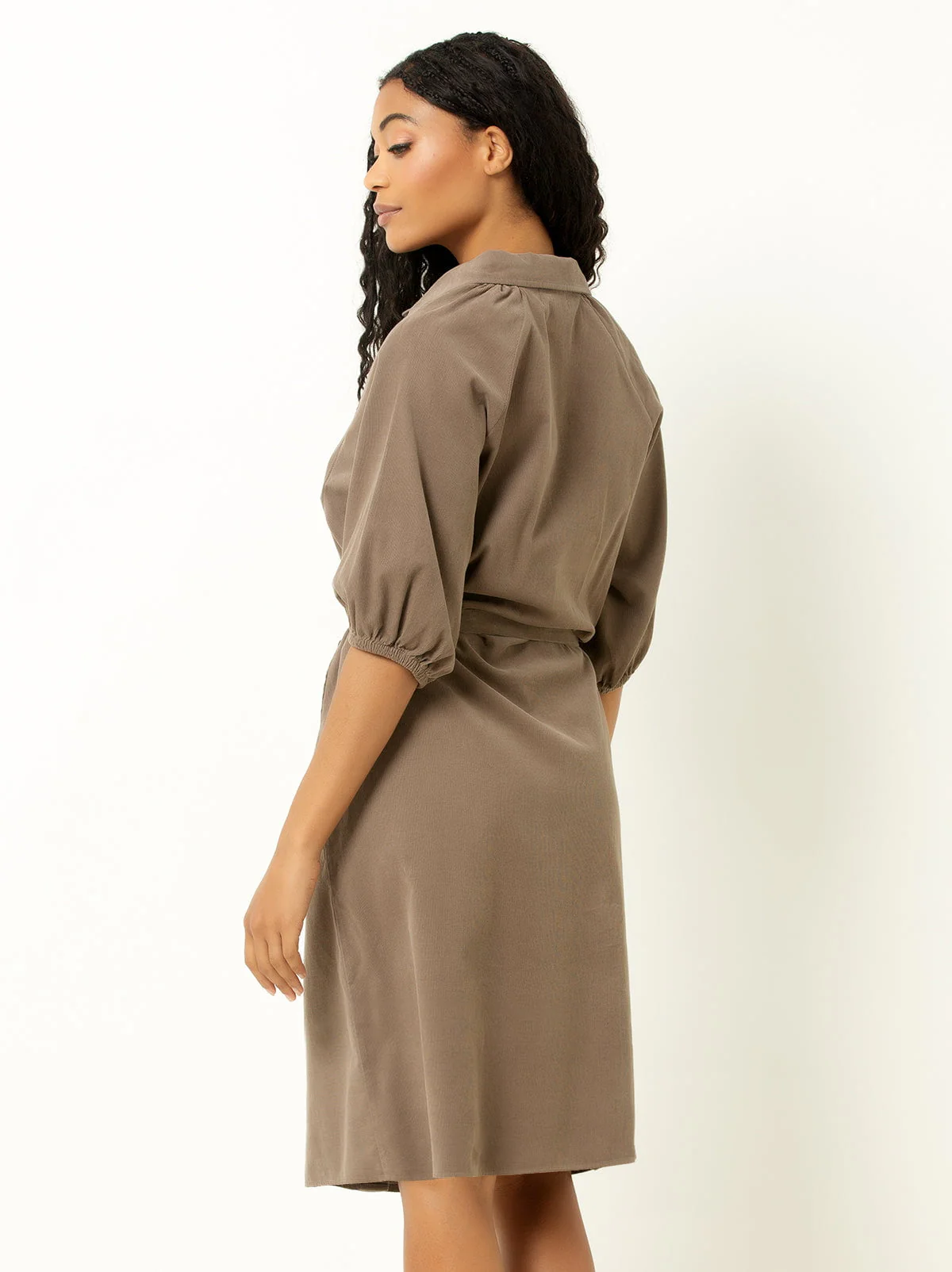 Single Stitch Corduroy Midi Shirtdress - Image 4
