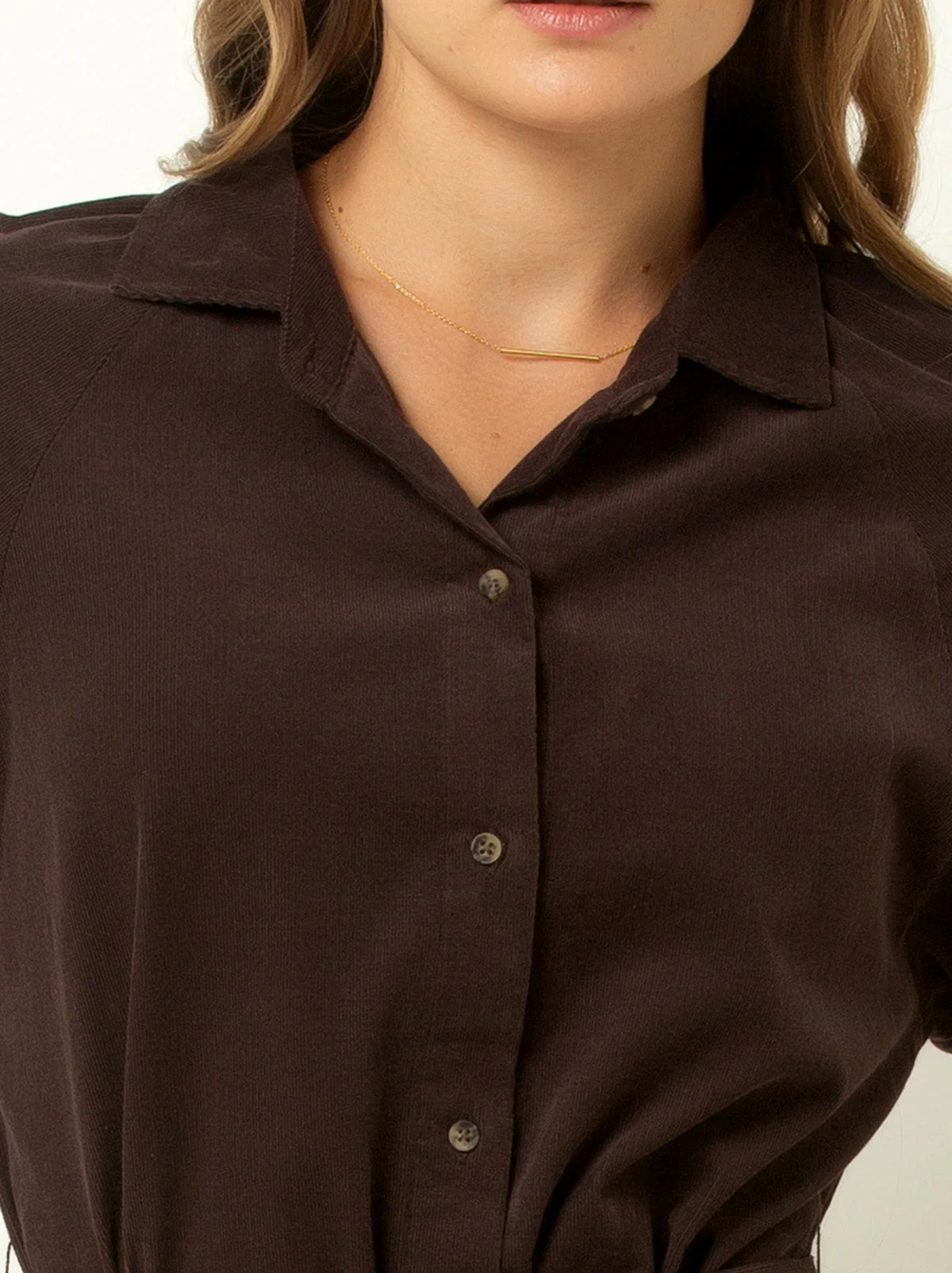 Single Stitch Corduroy Midi Shirtdress - Image 8