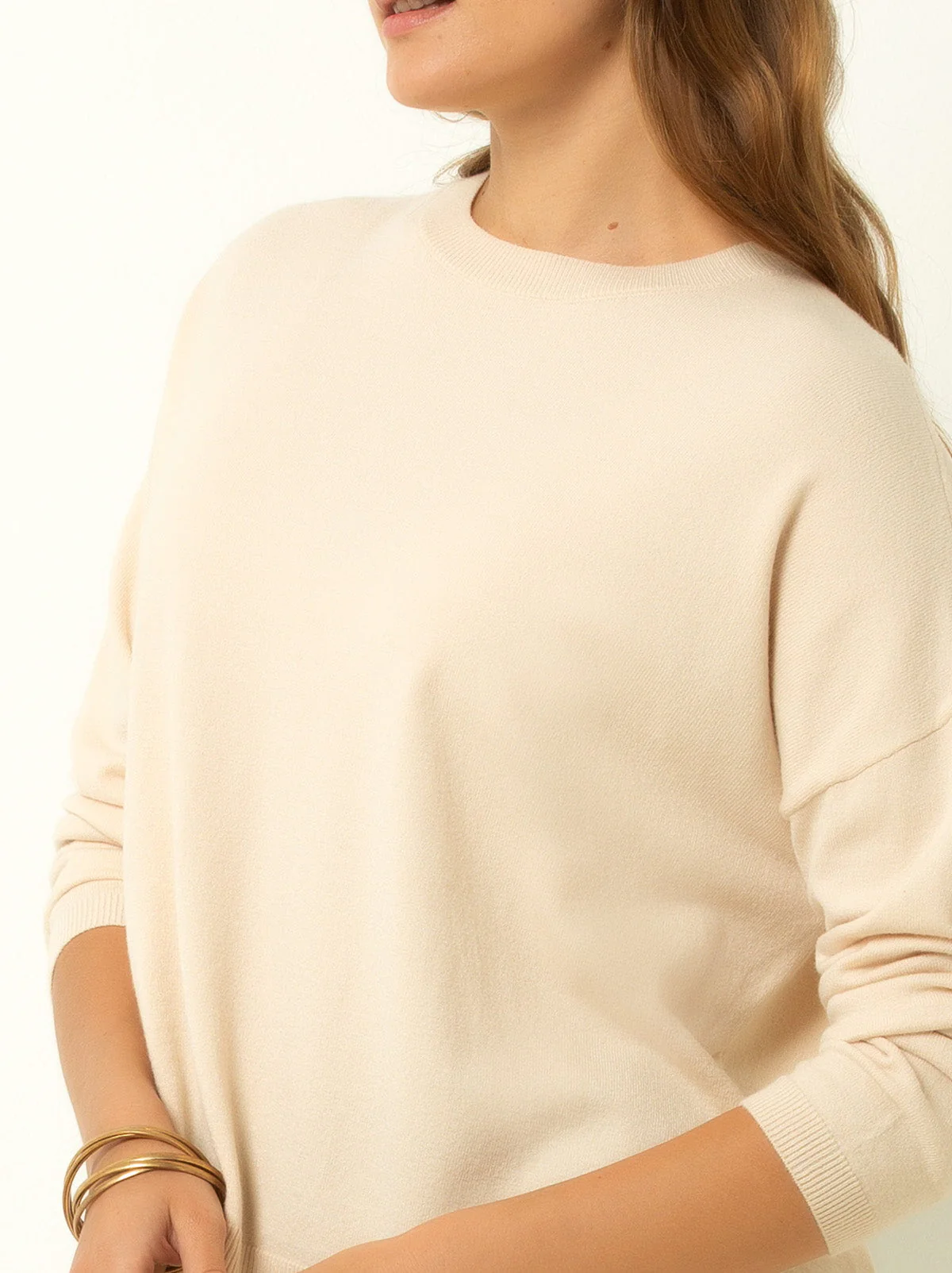 Single Stitch Relaxed Crew Neck Sweater - Image 3